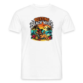 Resting Beach Witch Tropisches lustiges Halloween - Männer T-Shirt - Weiß - Vorne - AI Model Male 178 dark (178cm)