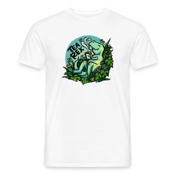 Tea Rex - Türkis -  (NO AI / Ohne KI) - Männer T-Shirt - Weiß - Vorne - AI Model Male 178 dark (178cm)