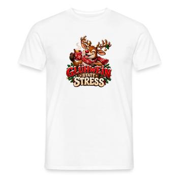 Glühwein statt Stress – Lustiges Weihnachtsrentier - Männer T-Shirt - Weiß - Vorne - AI Model Male 178 dark (178cm)
