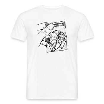 Suchtgebäck – Croissantbeutel & Schneebesen - Männer T-Shirt - Weiß - Vorne - AI Model Male 178 dark (178cm)