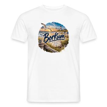 Borkum Küstenzauber Strand Leuchtturm - Männer T-Shirt - Weiß - Vorne - AI Model Male 178 dark (178cm)