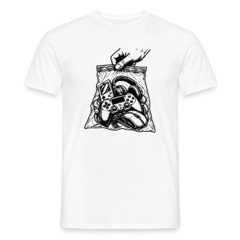 Suchtspiele – Gamer-Konsolen-Controller-Tasche - Männer T-Shirt - Weiß - Vorne - AI Model Male 178 dark (178cm)
