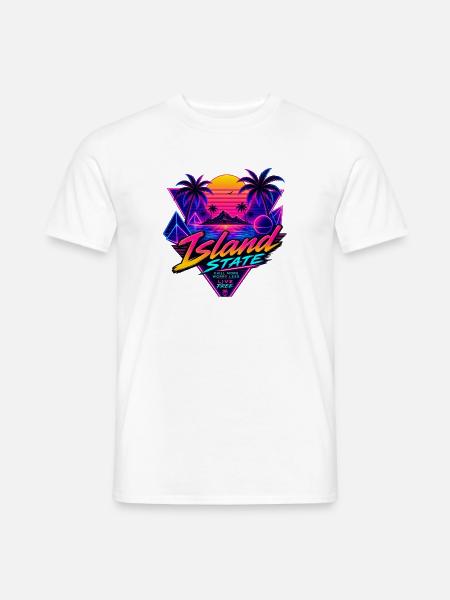 Insel Neon Retro Sunset - Männer T-Shirt - Weiß
