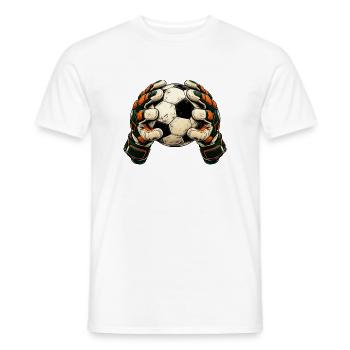 Torwart Geschenk - Fußball und Handschuhe - Männer T-Shirt - Weiß - Vorne - AI Model Male 178 dark (178cm)