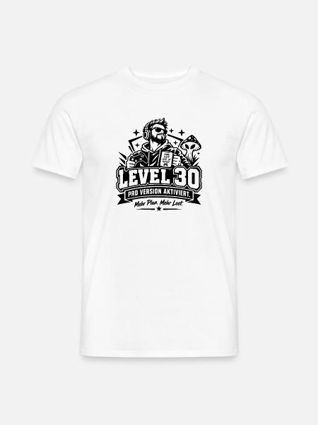 30. Geburtstag: Level 30 Gamer-Geschenk mit Humor! - Männer T-Shirt - Weiß