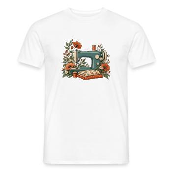 Nähmaschine mit Blumen - Vintage Nähen - Männer T-Shirt - Weiß - Vorne - AI Model Male 178 dark (178cm)