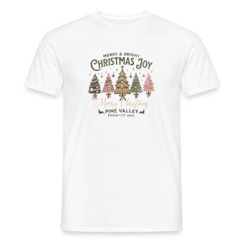 Merry Christmas Joy Tannenbaum Vintage Geschenk - Männer T-Shirt - Weiß - Vorne - AI Model Male 178 dark (178cm)