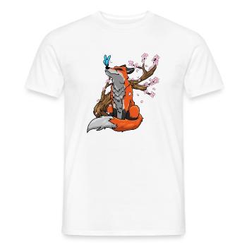 Fuchs Kirschblüten - Männer T-Shirt - Weiß - Vorne - AI Model Male 178 dark (178cm)