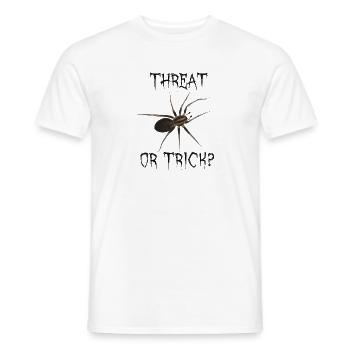 Threat or Trick - Spinne Halloween Wortspiel - Männer T-Shirt - Weiß - Vorne - AI Model Male 178 dark (178cm)