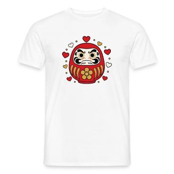 Daruma Puppe Herzen Japan Glücksbringer Shirt - Männer T-Shirt - Weiß - Vorne - AI Model Male 178 dark (178cm)