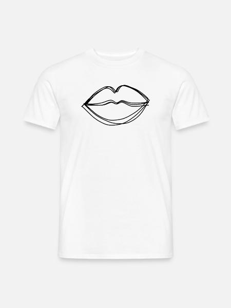 Kussmund handgezeichnet - Männer T-Shirt - Weiß
