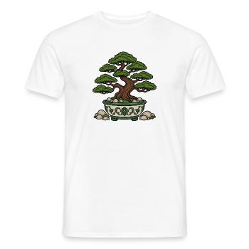 Bonsai Baum Schale Steine Zen Natur Vektor Shirt - Männer T-Shirt - Weiß - Vorne - AI Model Male 178 dark (178cm)