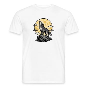 Heulender Wolf Vollmond Nacht Wildnis Vektor Shirt - Männer T-Shirt - Weiß - Vorne - AI Model Male 178 dark (178cm)