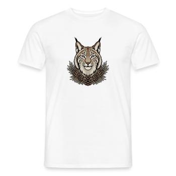 Luchs Portrait Pinselohren Tannenzapfen Shirt - Männer T-Shirt - Weiß - Vorne - AI Model Male 178 dark (178cm)