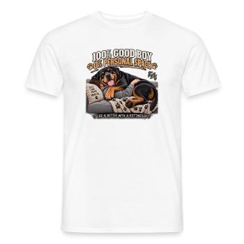 Rottweiler Cozy auf Sofa - Männer T-Shirt - Weiß - Vorne - AI Model Male 178 dark (178cm)