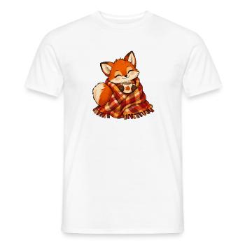 Fuchs mit Herbstschal und Kaffee - Männer T-Shirt - Weiß - Vorne - AI Model Male 178 dark (178cm)