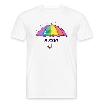 Il Pleut – Lustiger Regenschirm mit Humor - Männer T-Shirt - Weiß - Vorne - AI Model Male 178 dark (178cm)
