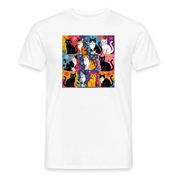 Katzenkunst "Bunt und Floral" - Männer T-Shirt - Weiß - Vorne - AI Model Male 178 dark (178cm)