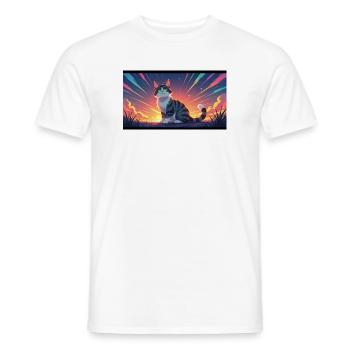 Katze im Abendlicht - Männer T-Shirt - Weiß - Vorne - AI Model Male 178 dark (178cm)