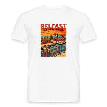 Belfast Northern Ireland Retro City Skyline - Männer T-Shirt - Weiß - Vorne - AI Model Male 178 dark (178cm)