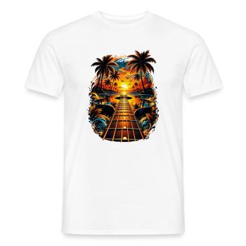 Tropische Gitarre Sonnenuntergang Musik Palmen - Männer T-Shirt - Weiß - Vorne - AI Model Male 178 dark (178cm)