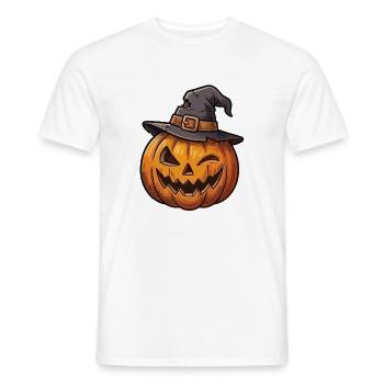 Kürbis mit einem charmanten Hut - Männer T-Shirt - Weiß - Vorne - AI Model Male 178 dark (178cm)