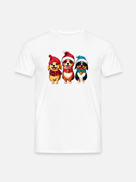 Hunde Weihnachten - Männer T-Shirt - Weiß