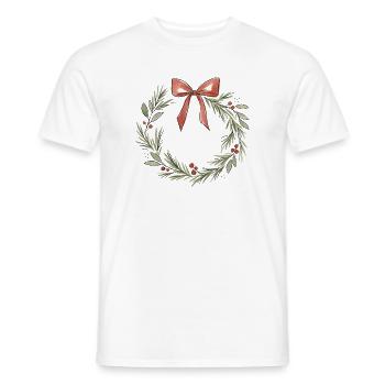 Sanfte rosa Schleife Weihnachtskranz - Männer T-Shirt - Weiß - Vorne - AI Model Male 178 dark (178cm)