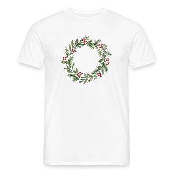Minimalistisches Weihnachtskranz-Aquarell - Männer T-Shirt - Weiß - Vorne - AI Model Male 178 dark (178cm)