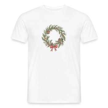Rustikale Weihnachtskranz mit Tannenzapfen - Männer T-Shirt - Weiß - Vorne - AI Model Male 178 dark (178cm)