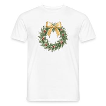 Eleganter goldener Weihnachtskranz mit Schleife - Männer T-Shirt - Weiß - Vorne - AI Model Male 178 dark (178cm)