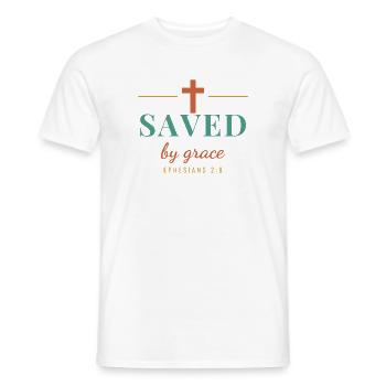 Saved By Grace – Ephesians 2:8 Christian - Männer T-Shirt - Weiß - Vorne - AI Model Male 178 dark (178cm)