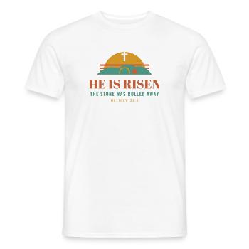 He Is Risen – Easter Christian Matthew 28:6 - Männer T-Shirt - Weiß - Vorne - AI Model Male 178 dark (178cm)
