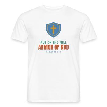 Put On The Full Armor Of God – Ephesians 6:11 - Männer T-Shirt - Weiß - Vorne - AI Model Male 178 dark (178cm)