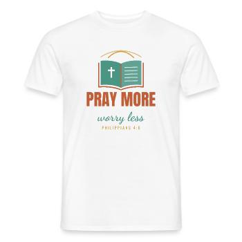 Pray More Worry Less – Philippians 4:6 - Männer T-Shirt - Weiß - Vorne - AI Model Male 178 dark (178cm)