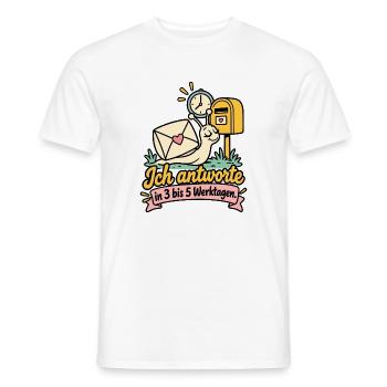 Ich antworte in 3 bis 5 Werktagen - Männer T-Shirt - Weiß - Vorne - AI Model Male 178 dark (178cm)