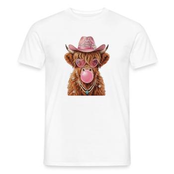 Hochlandrind Cowgirl mit Kaugummiblase - Männer T-Shirt - Weiß - Vorne - AI Model Male 178 dark (178cm)