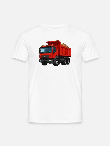 Roter Kipplader Cartoon-Design - Männer T-Shirt - Weiß