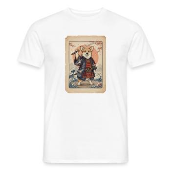 Samurai Corgi japanischer Holzschnitt Stil - Männer T-Shirt - Weiß - Vorne - AI Model Male 178 dark (178cm)