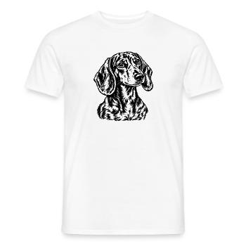 Dackel Porträt – Schwarz Weiß Gravur - Männer T-Shirt - Weiß - Vorne - AI Model Male 178 dark (178cm)