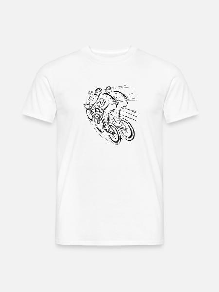 Rennradfahrer Zeichnung - Männer T-Shirt - Weiß
