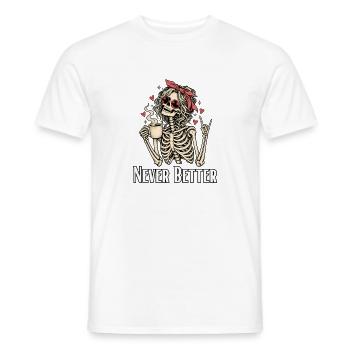 Noch nie besser Halloween mit unordentlichem Brötchen-Skelett - Männer T-Shirt - Weiß - Vorne - AI Model Male 178 dark (178cm)