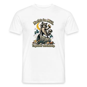 Waschbär Trash Panda Humor Nachtmensch - Männer T-Shirt - Weiß - Vorne - AI Model Male 178 dark (178cm)