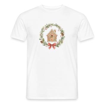 Lebkuchenhaus Weihnachtskranz - Männer T-Shirt - Weiß - Vorne - AI Model Male 178 dark (178cm)