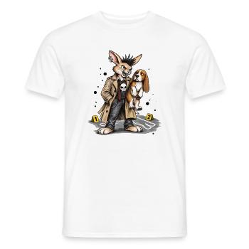Bunny Punk: Detektivhase und Beagle - Männer T-Shirt - Weiß - Vorne - AI Model Male 178 dark (178cm)