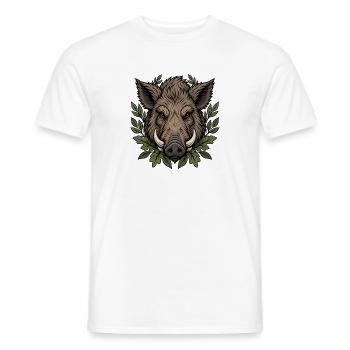 Wildschwein Keiler Eckzähne Wald Vektor Shirt - Männer T-Shirt - Weiß - Vorne - AI Model Male 178 dark (178cm)