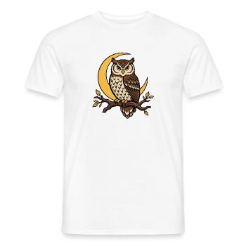 Eule Ast Sichelmond Nacht Wald Natur Vektor Shirt - Männer T-Shirt - Weiß - Vorne - AI Model Male 178 dark (178cm)