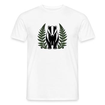 Dachs Farne Wald Tiere Heimisch Natur Vektor Shirt - Männer T-Shirt - Weiß - Vorne - AI Model Male 178 dark (178cm)