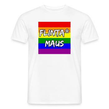 FLINTA MAUS REGENBOGEN PRIDE STATEMENT, CSD - Männer T-Shirt - Weiß - Vorne - AI Model Male 178 dark (178cm)