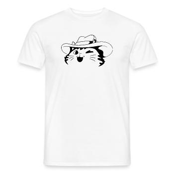 Katze Cowboy Humor - Männer T-Shirt - Weiß - Vorne - AI Model Male 178 dark (178cm)